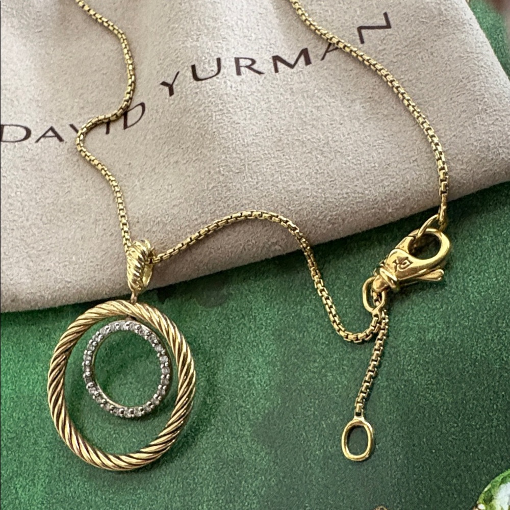 David Yurman Gold Diamond Mobile Circle Necklace